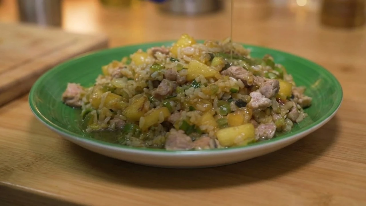 Arroz con Manzana Pink Lady y Cerdo